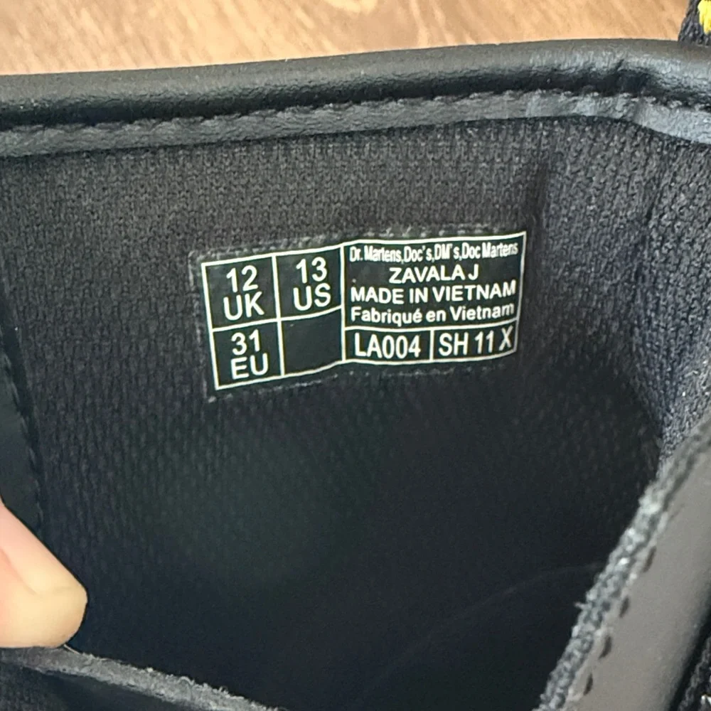 Dr. Martens Black Lace-Up Boots with Yellow Stitching - Size 13 - Picture 3 of 10